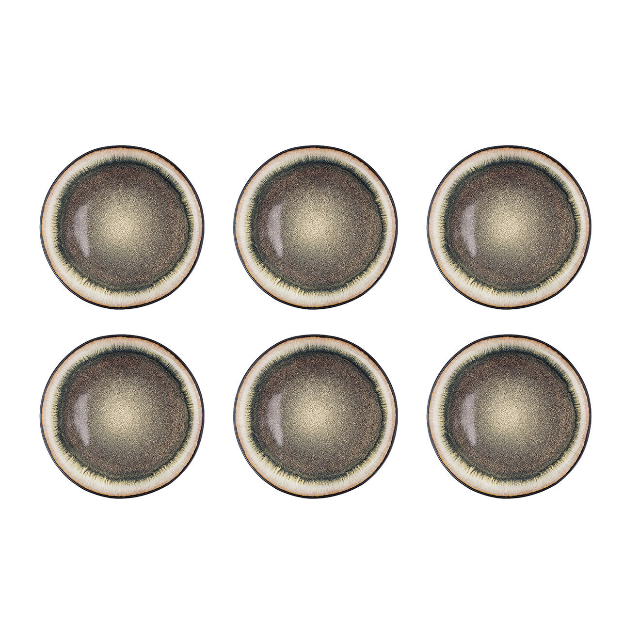 Bjorn 6 Assiettes plates en Grès Iris beige/marron - D.26 cm