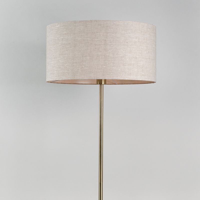 Vloerlamp messing met grijze kap 50 cm - Kaso