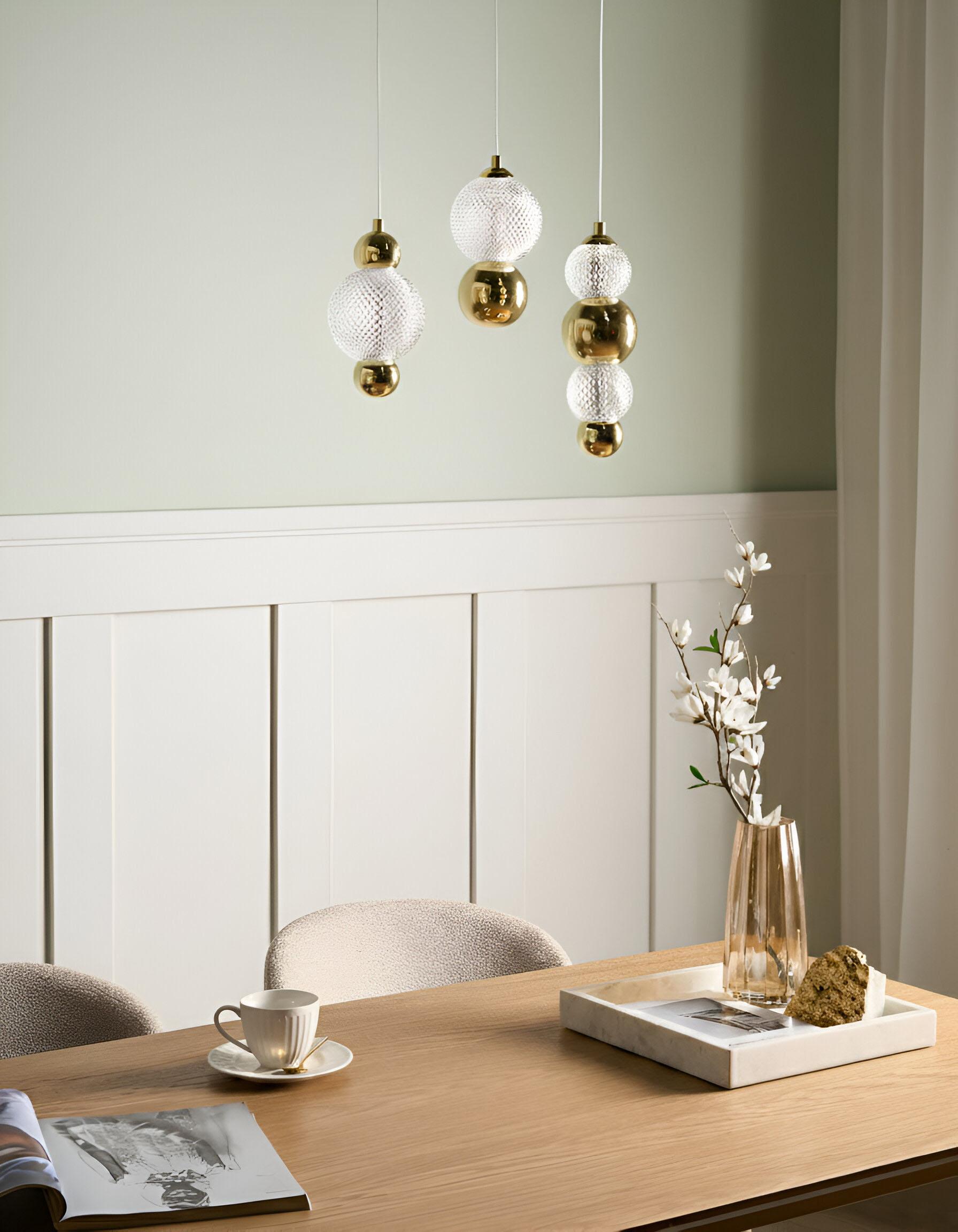 3-lichts hanglamp SORA LED Glas Goud