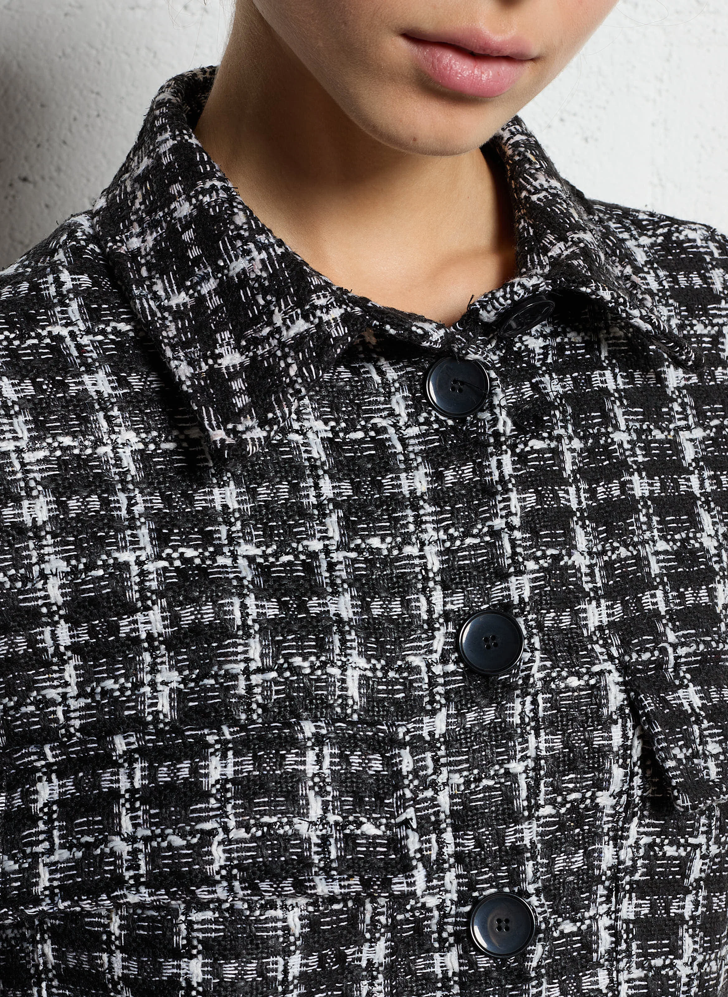 Veste courte col classique à carreaux | Blanc