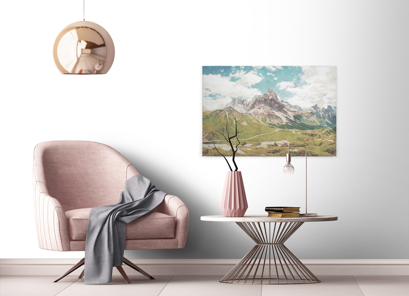 Leinwandbild BERGE - grün-grau - 90x60 cm