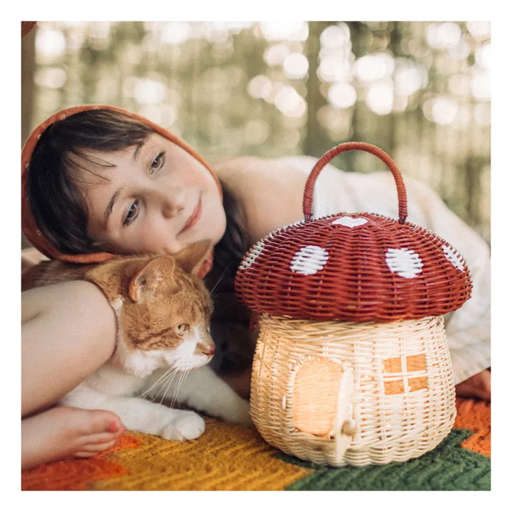 Olli Ella Panier Champignon en rotin | Rouge