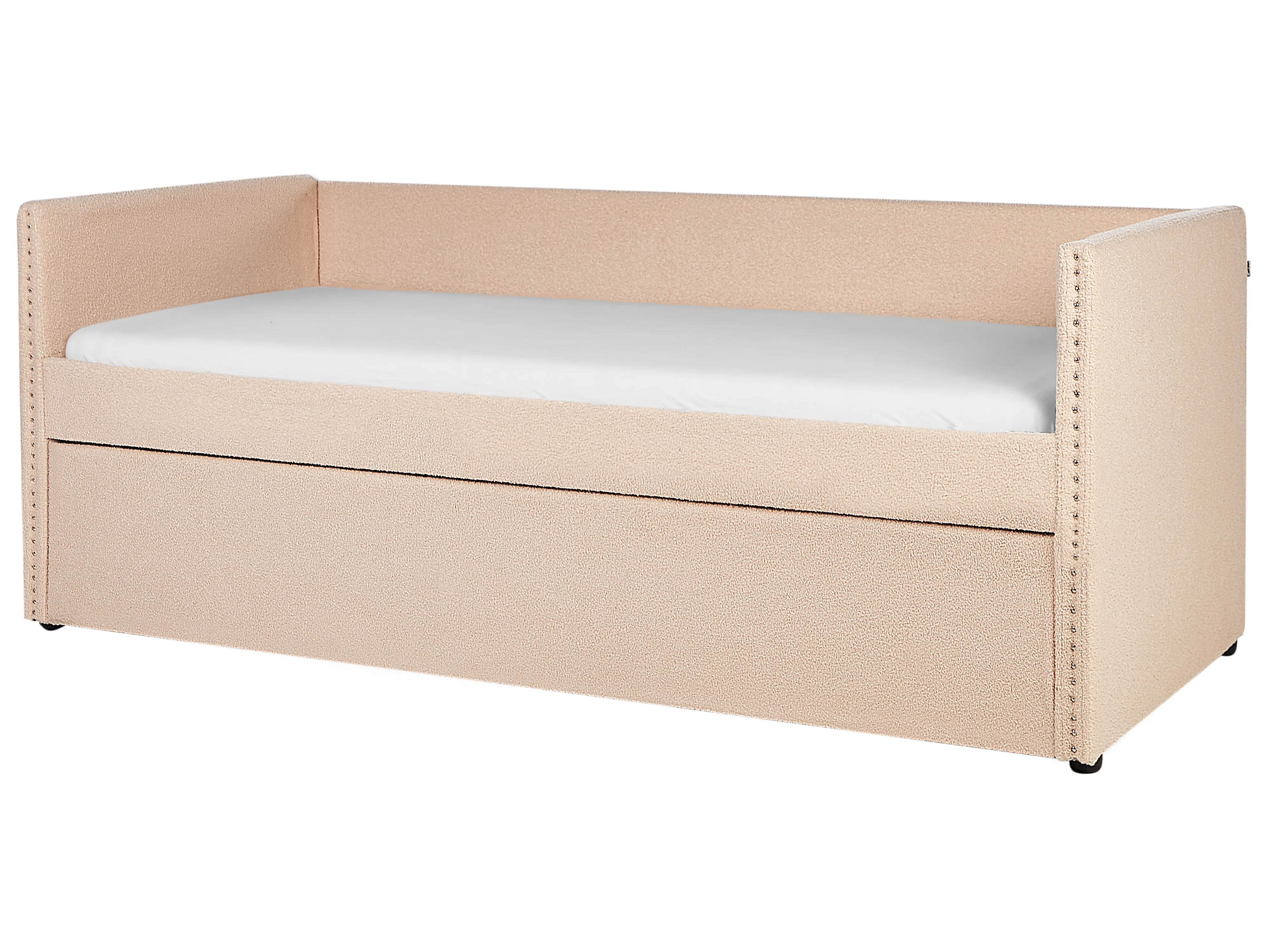 Onderschuifbed Bouclé TROYES 90 x 200 cm Perzikroze