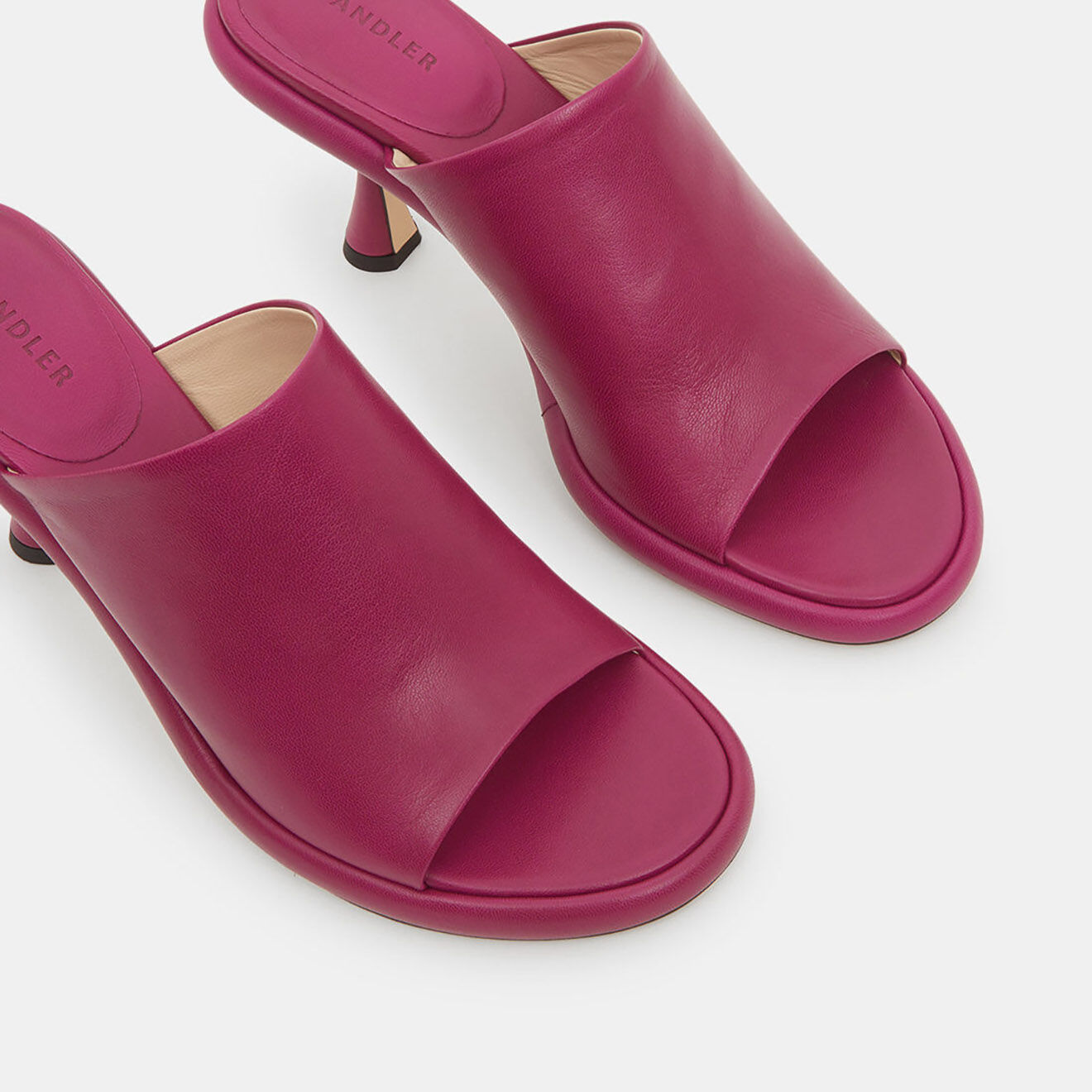 Wandler Mules en Cuir June rose foncé - Talon 7 cm