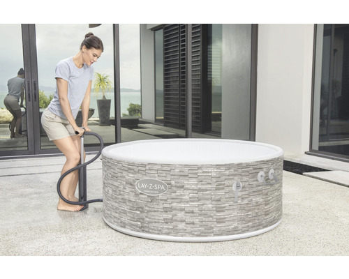 Bestway® LAY-Z-SPA® Vancouver AirJet Plus™ opblaasbare hottub met 140 luchtjets, geïntegreerd verwarmingssysteem, multifunctionele pomp en app-bediening, grijs