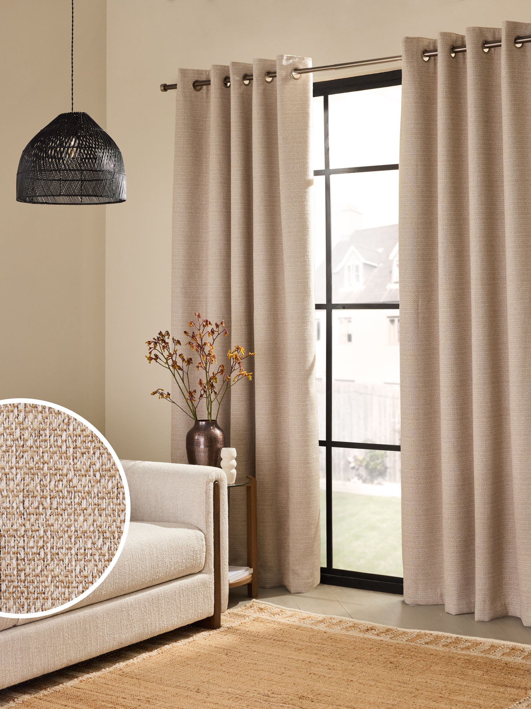 Textured Eyelet Lined Curtains