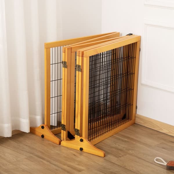 Hundesperre, justerbar sikkerhetsgrind med føtter, 432 x 70 cm hundegrind i tre, sammenleggbar trappegrind, hundesperre for trapp, dører, gang, 6 pane