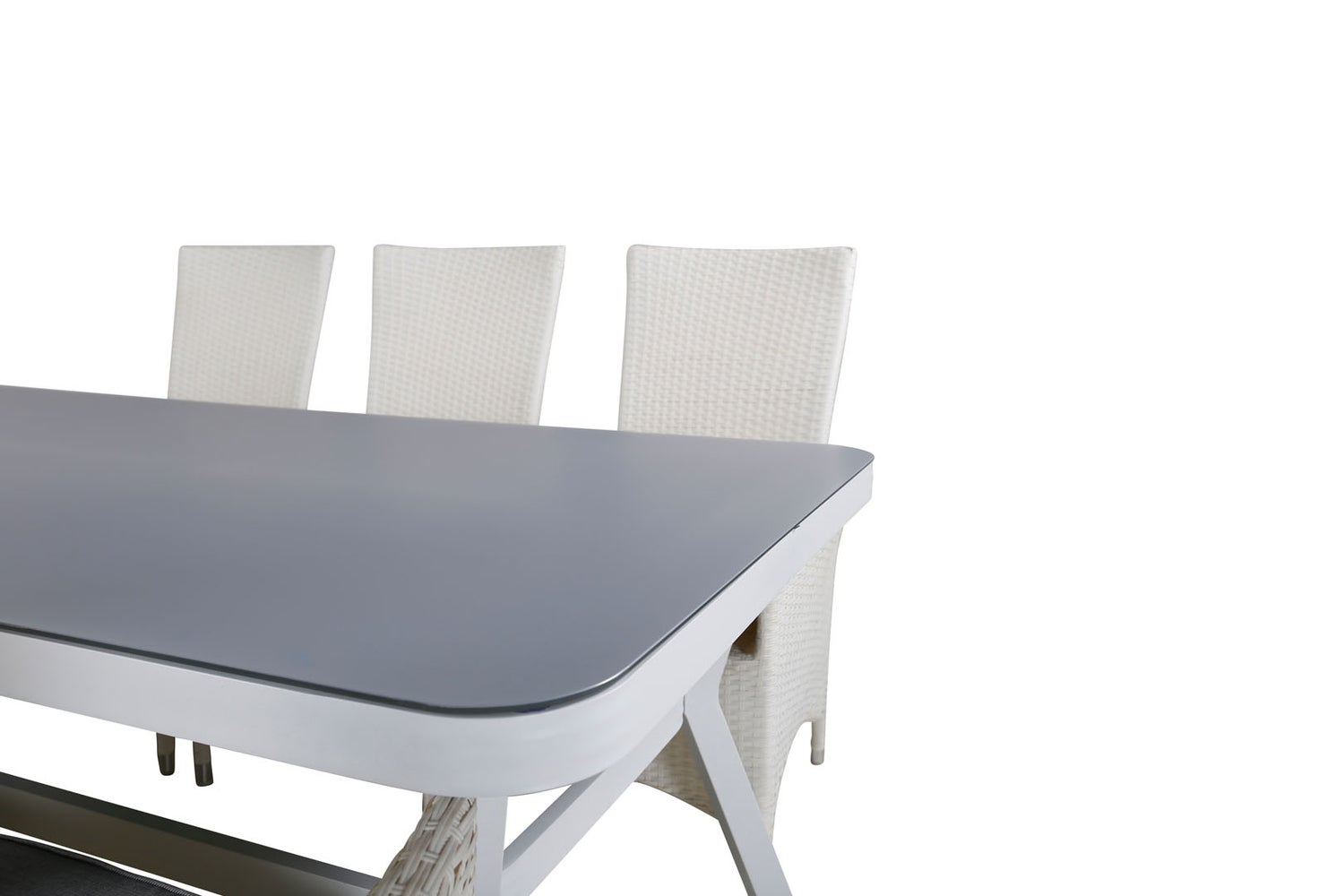Tuinset Virya: tafel 100x200cm en 6 stoelen, Padova, wit en grijs. 100 x 200 x 74 cm