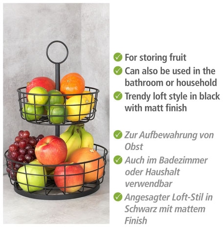 WENKO Etagere »Multi-Korb-EtagÃ¨re« moderne Gemüse- und Obstschale mit Griff, 2-stöckiger Obstkorb