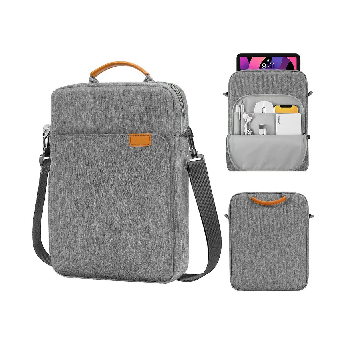 bærbar PC-veske bærbar nettbrett-crossbody-veske Grå M