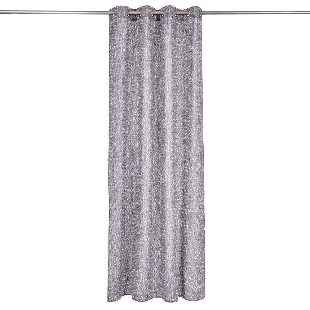 Rideau polycoton 140x240cm imprimé géométrique gris
