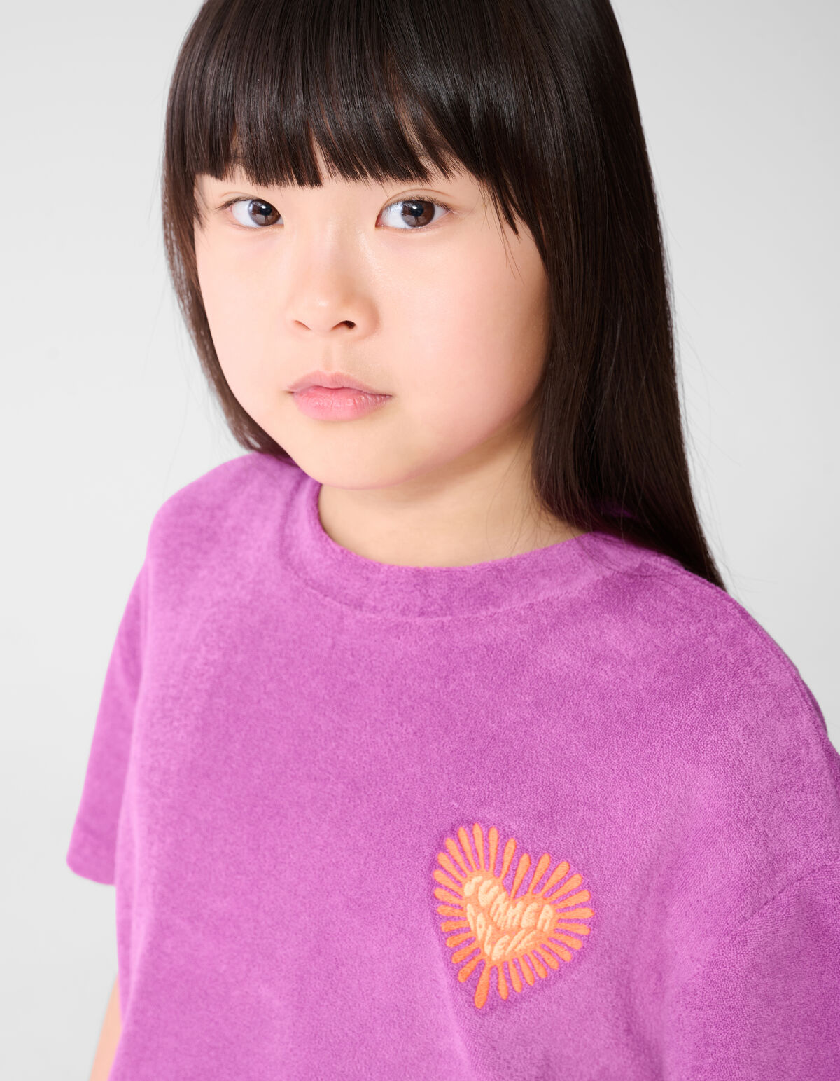 Towelling Heart Top Paars