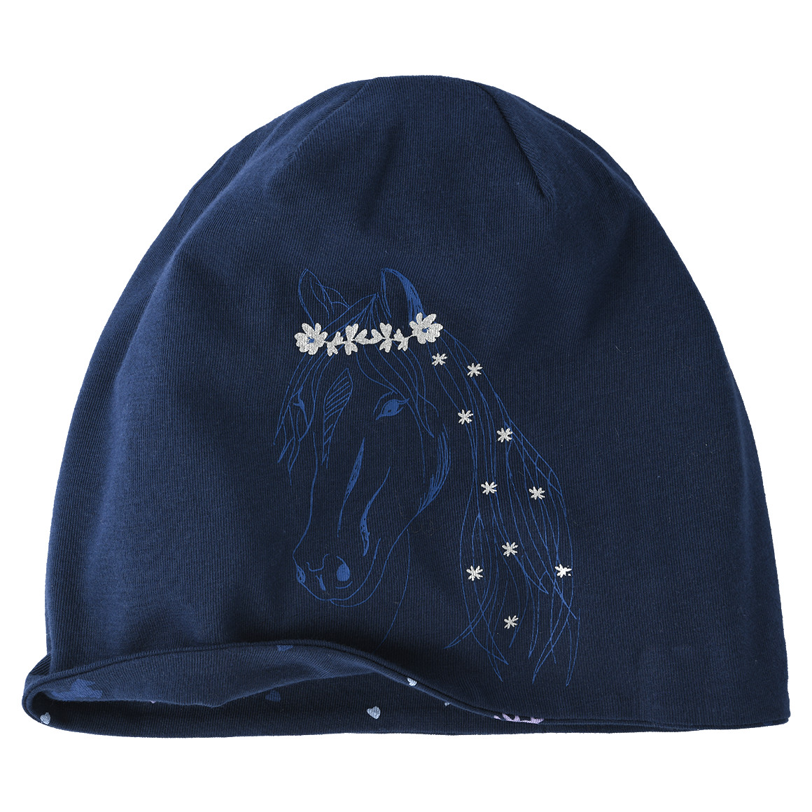 Yigga Mädchen Beanie mit Pferde-Motiv dunkelblau