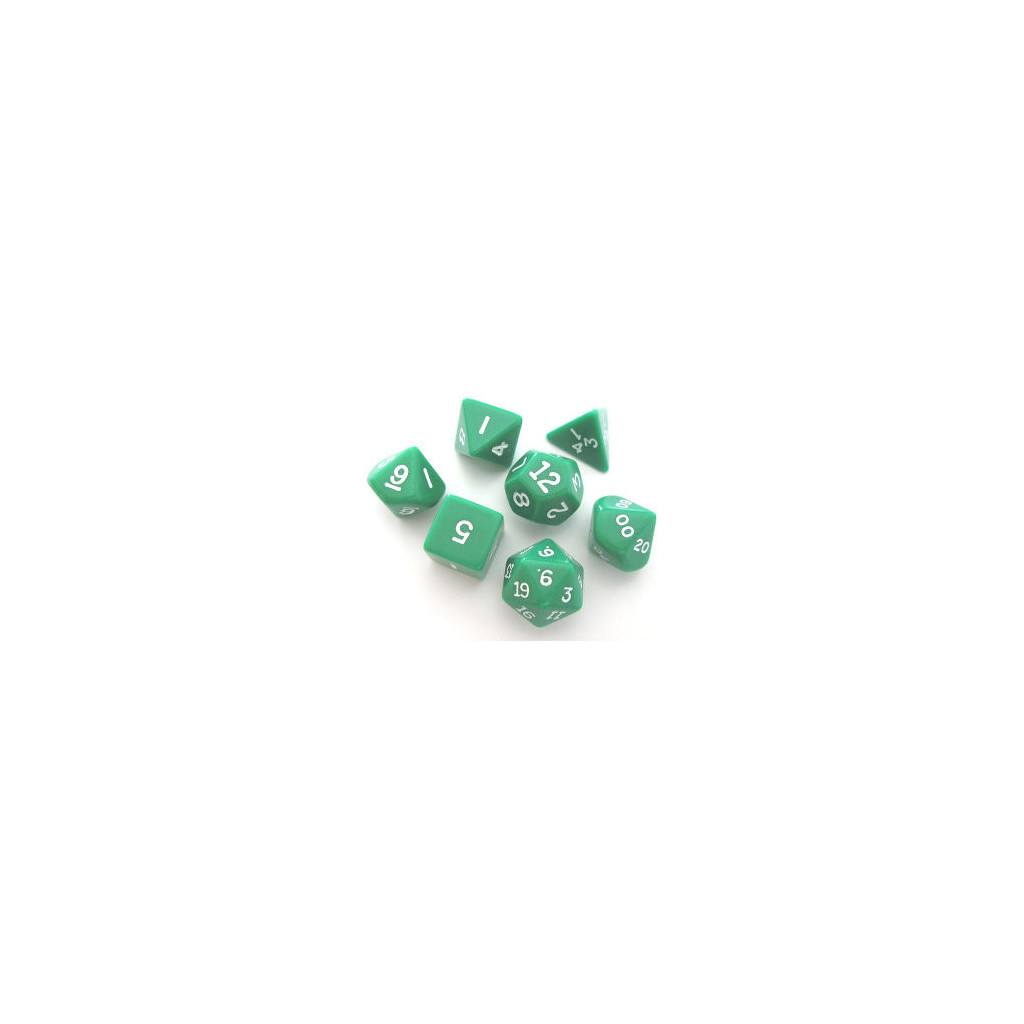 Set de 7 Dés - Opaque - Vert / Blanc (Chessex 25405)