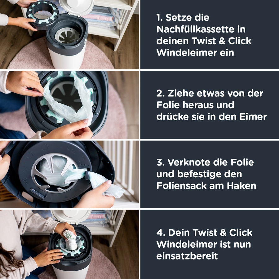 Tommee Tippee Nachfüllkassette für Twist & Click Advanced Windeleimer 21er Set