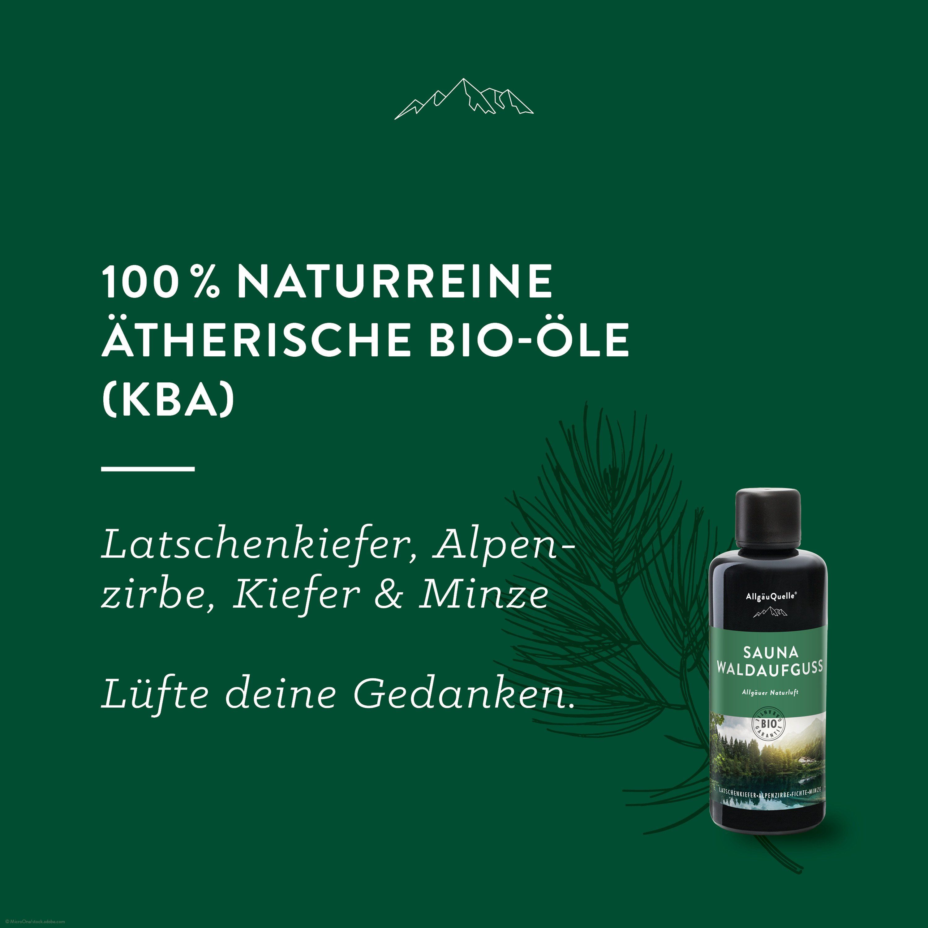 AllgäuQuelle Saunaaufguss Aufgussmittel 100% BIO-Öle aus Fichte, Latschenkiefer, Alpenzirbe