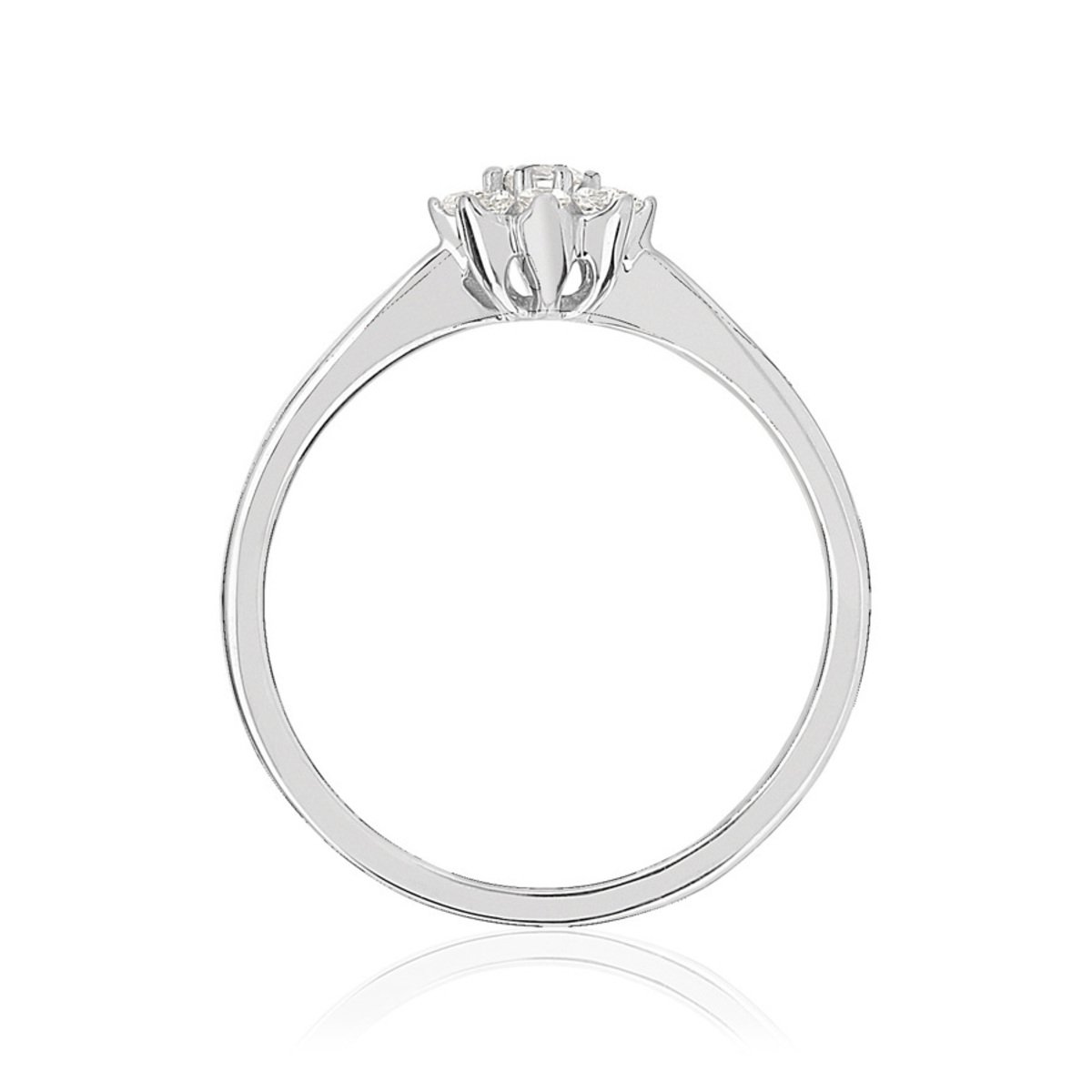 Bague or 750 blanc fleur diamants synthétiques 0,25 carat
