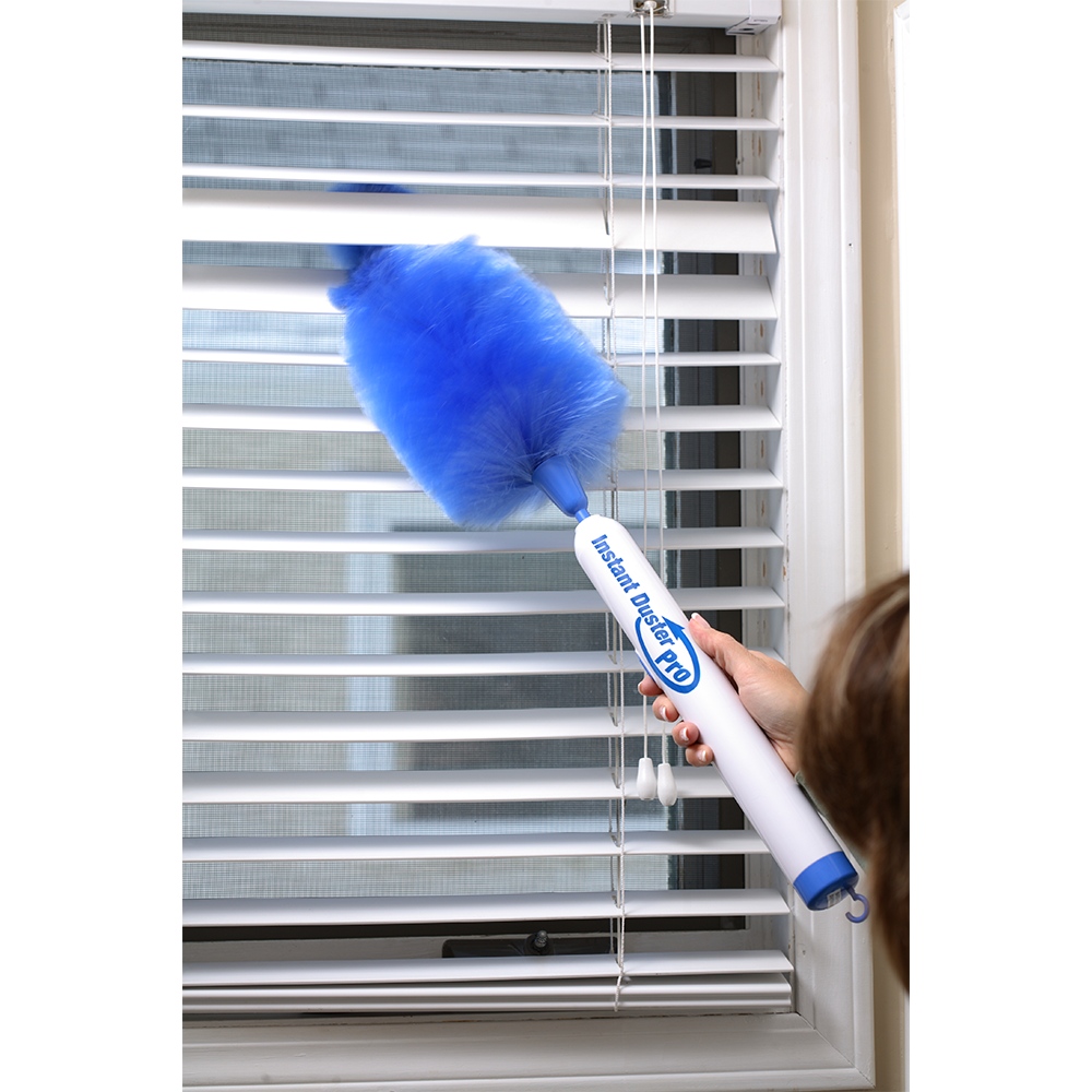 (42-95cm) Instant Duster Pro Elektrischer Staubwedel Ausziehbarer Teleskop Reiniger inkl. 2 Aufsätze (VHGVACIND0392) - Blau / Weiss
