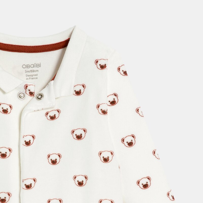 Dors-bien velours oursons blanc bébé garçon Beige