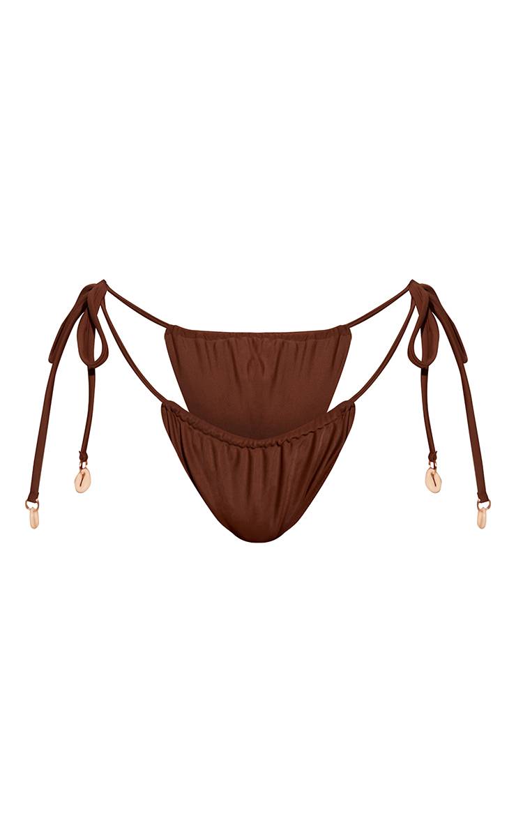 Chocolat Bas De Bikini À Nouer Sur Les Côtés Avec Ornement Charm
