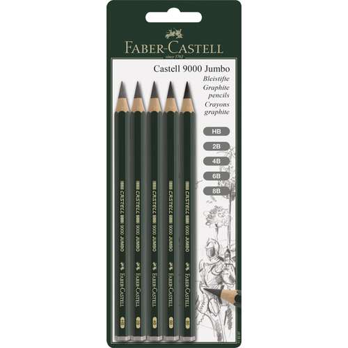 FABER-CASTELL 9000 JUMBO Bleistifte, 5er-Set