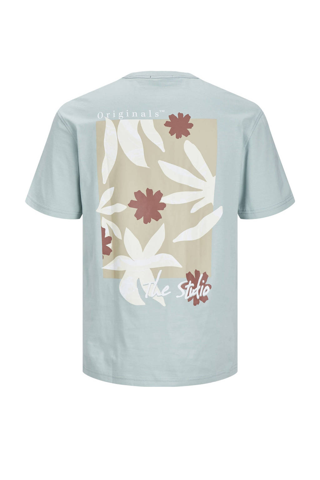 JACK & JONES T-shirt JORMARBELLA met backprint grijsblauw