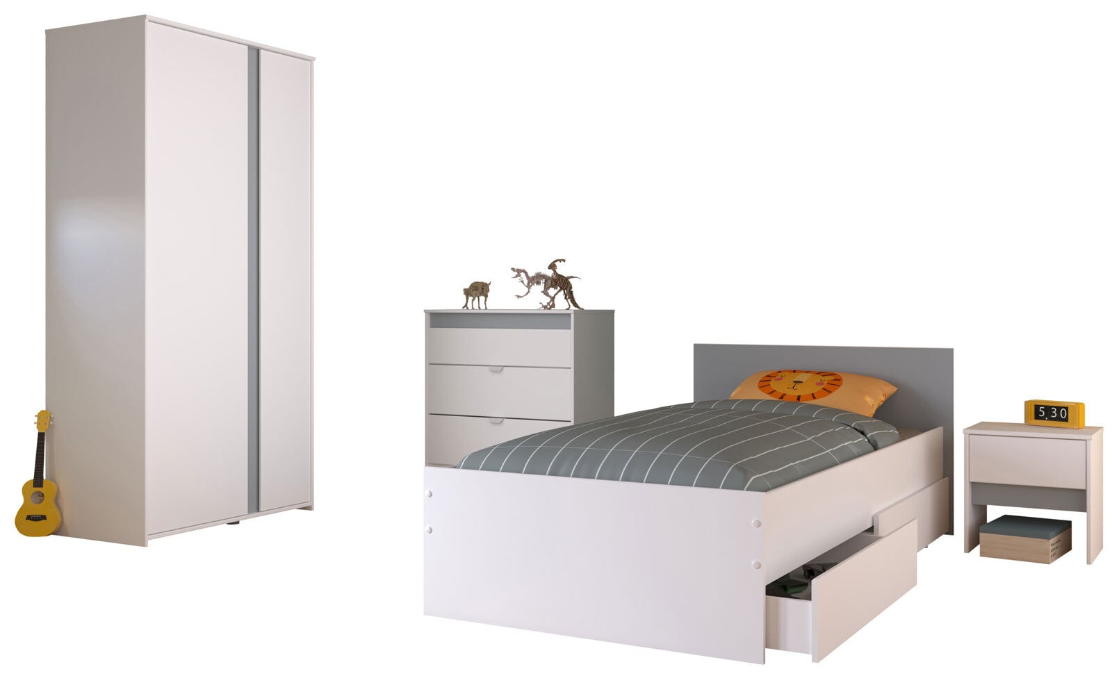 Parisot Kinderzimmer PIROUETTE 22 weiß / grau / rosa