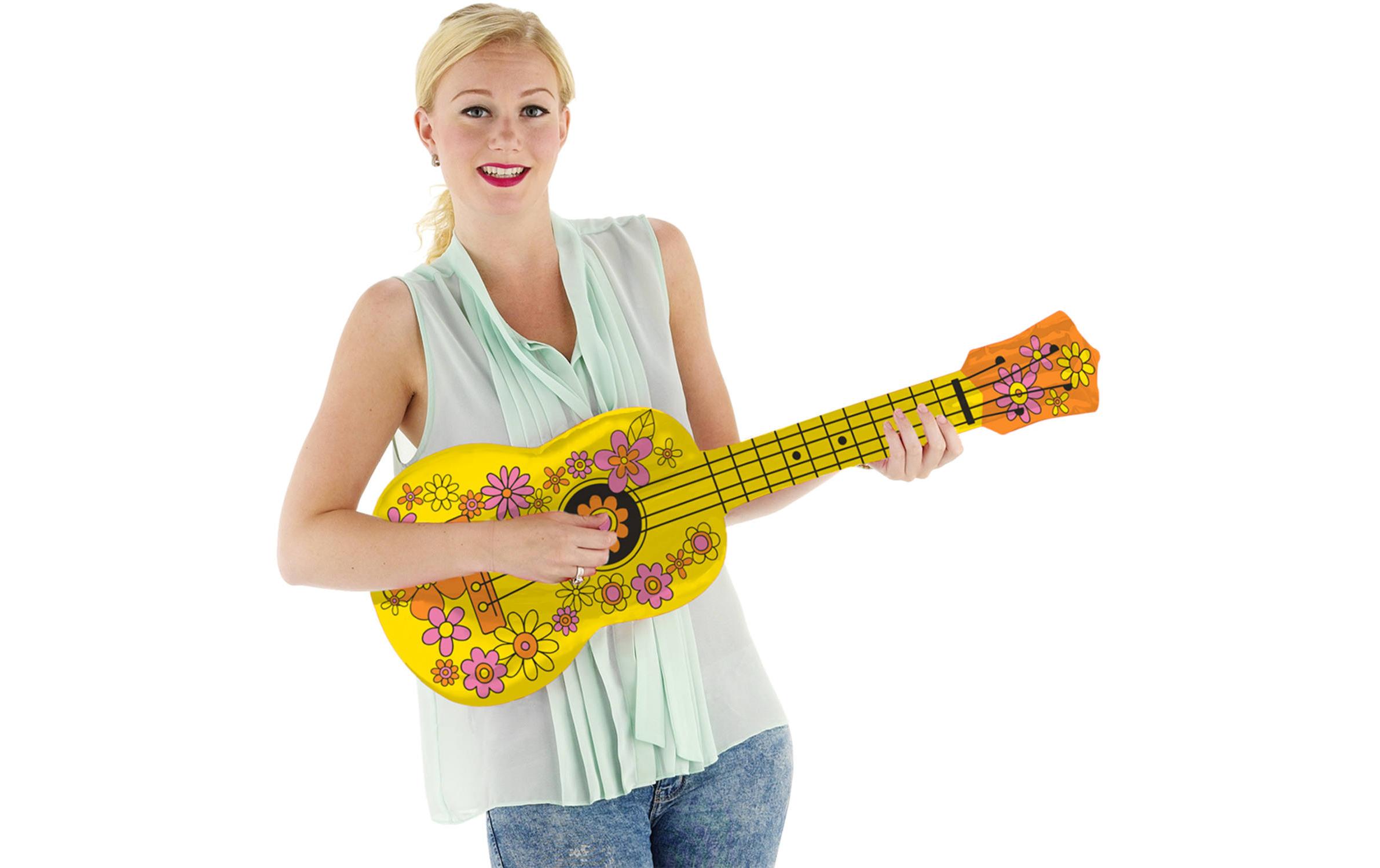 Aufblasbares Accessoire akustische Gitarre GelbAufblasbares Saiteninstrument