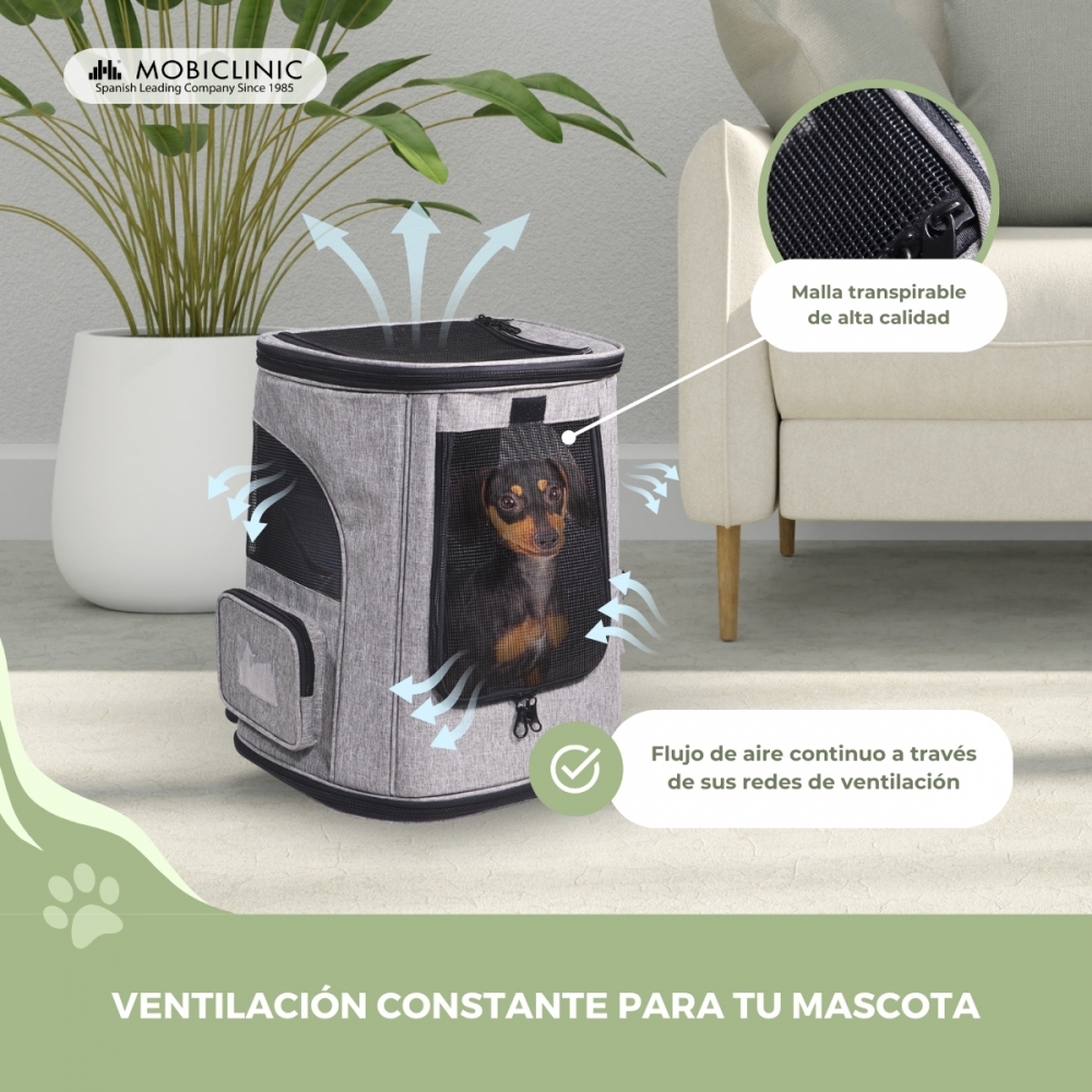 Bolsa de transporte dobrável para animais de estimação, 30 x 25 x 40 cm, com ventilação em tela e bolso duplo lateral, da Thor Mobiclinic.
