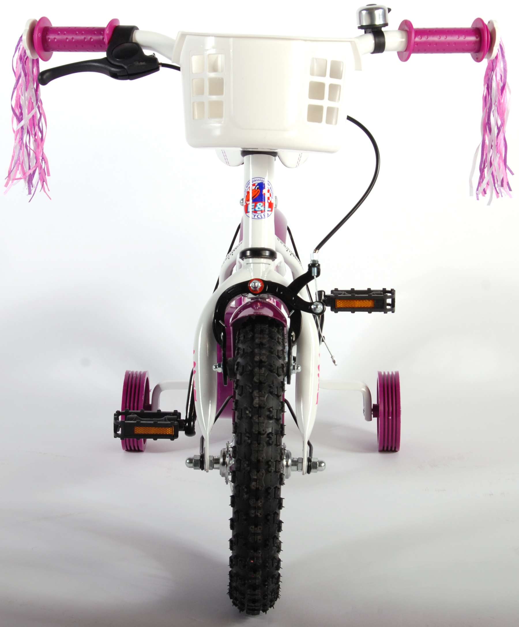 Kinderfahrrad Heart Cruiser für Mädchen 12 Zoll Kinderrad in Weiß/Lila