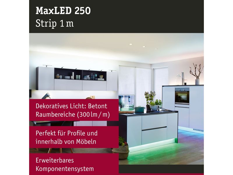 Paulmann LED-Stripe MaxLED 250 RGBW, 1 m Verlängerung Unbeschichteter LED-Streifen mit variabler Lichtfarbe, kürzbar