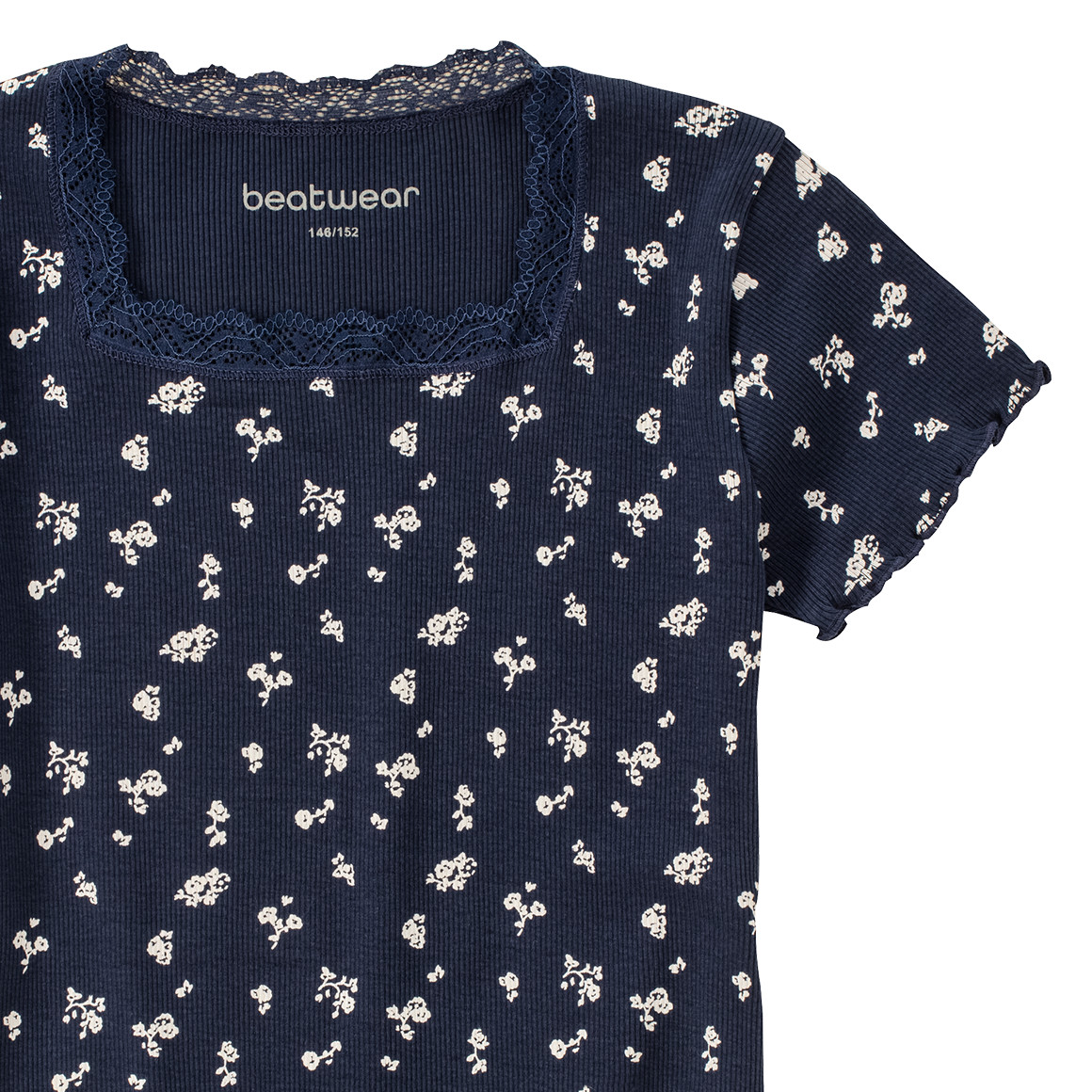 Beatwear Mädchen T-Shirt mit Spitze dunkelblau