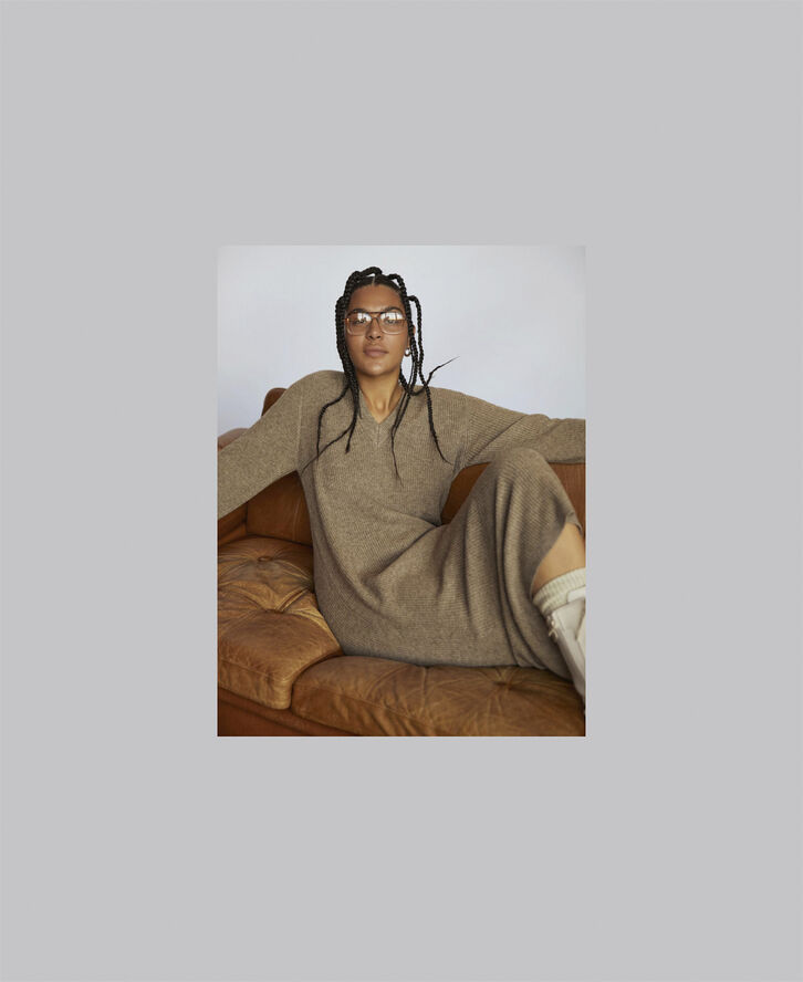 Object OBJMALENA L/S KNIT DRESS NOOS Fossil/melange