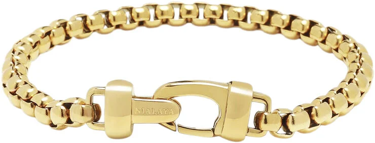 Nialaya 5mm Gold Box Chain Classic Bracelet Gold