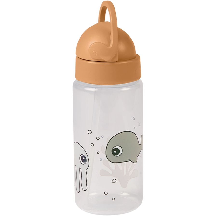 Done by Deer™ Trinkflasche mit Strohhalm Sea friends in senfgelbgrau