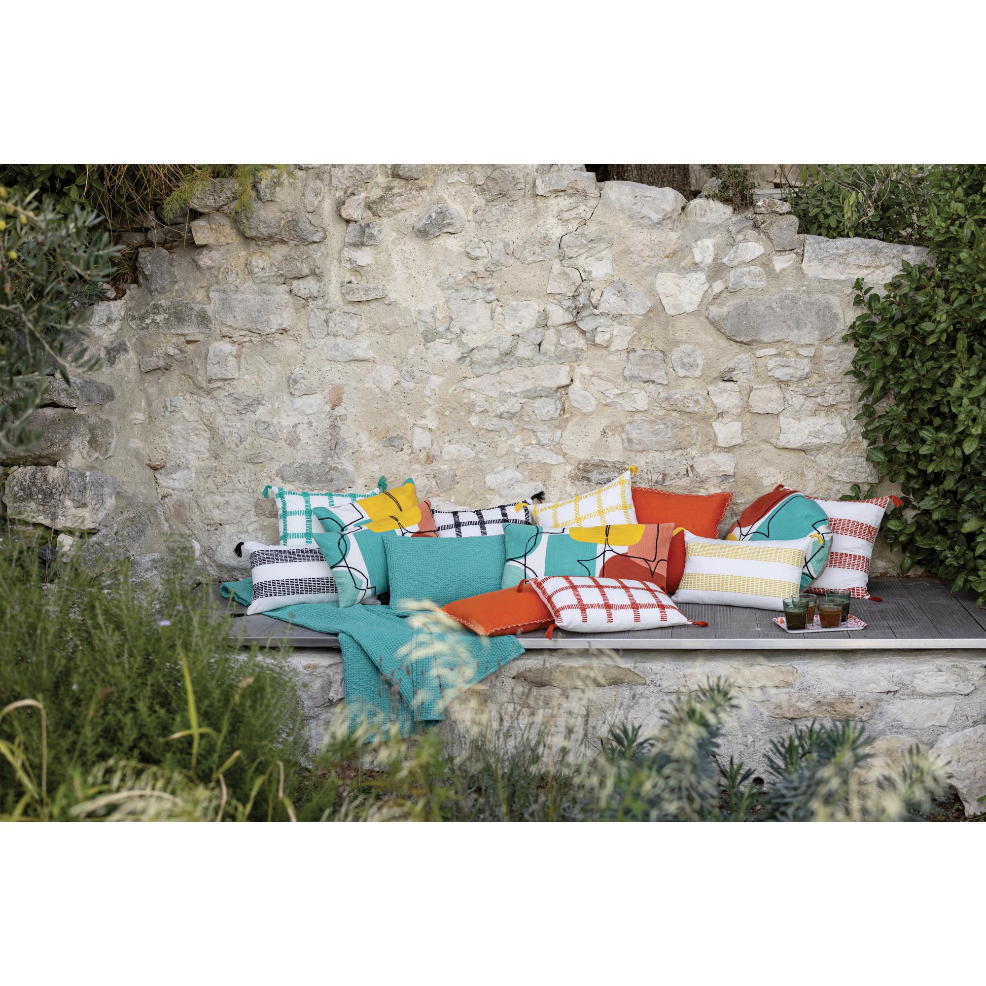 Coussin stonewashed maia lagon 30 x 50 cm