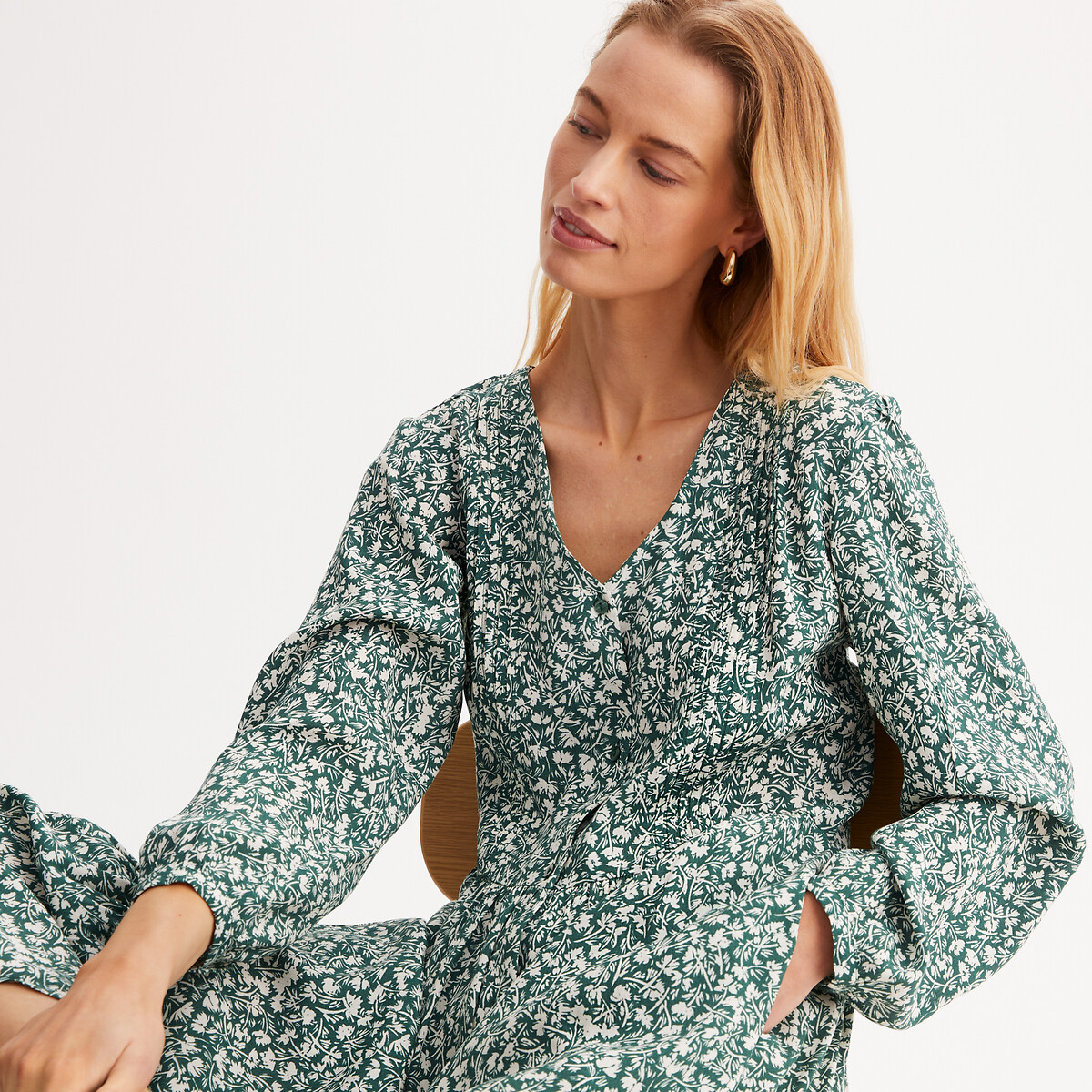 ANNE WEYBURN<br>Vestido longo e amplo com estampa floral