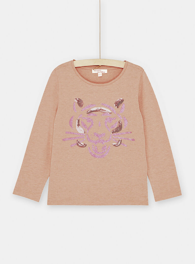 T-shirt rose à motif tigre fille
