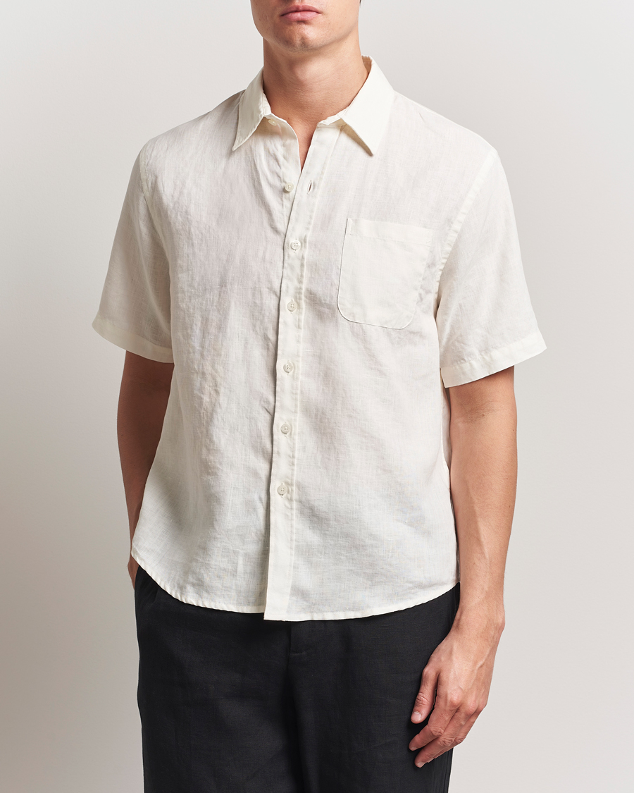 Colorful Standard Garment Dyed Linen Short Sleeve Shirt Ivory White