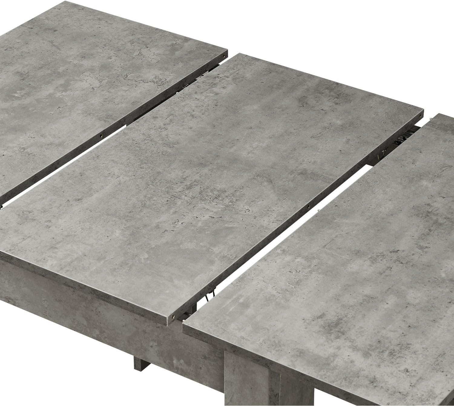 B&D home® LIVIUS Esstisch, ausziehbar 80–120 x 60 cm – moderner Küchentisch in Beton Optik, platzsparend mit integrierter Aufbewahrung für Einlegeplatten, Holztisch für Küche & Esszimmer