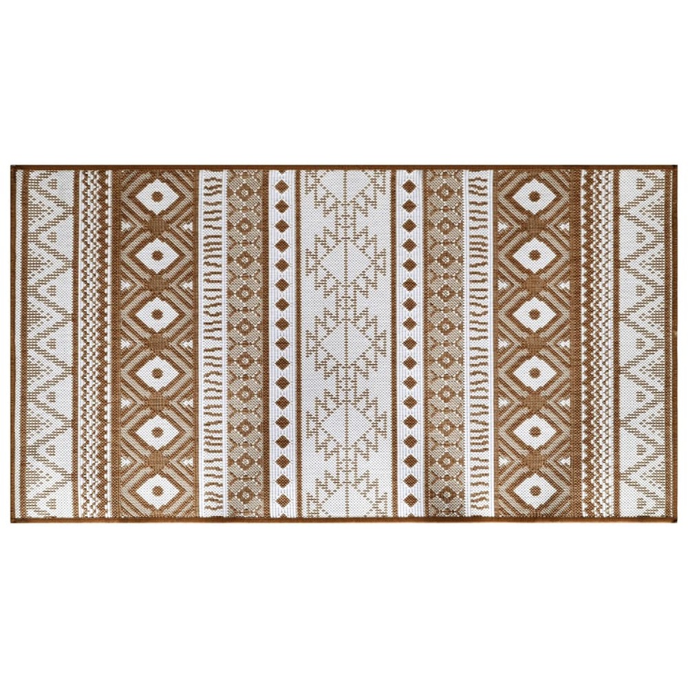 Tapis d'extérieur marron et blanc 100x200 cm design réversible