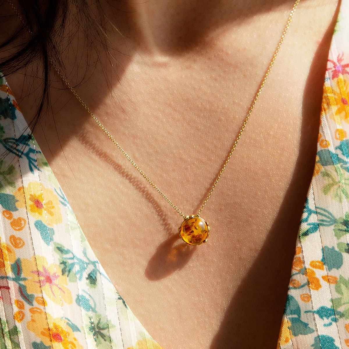 Collier or 375 jaune ambre 48cm
