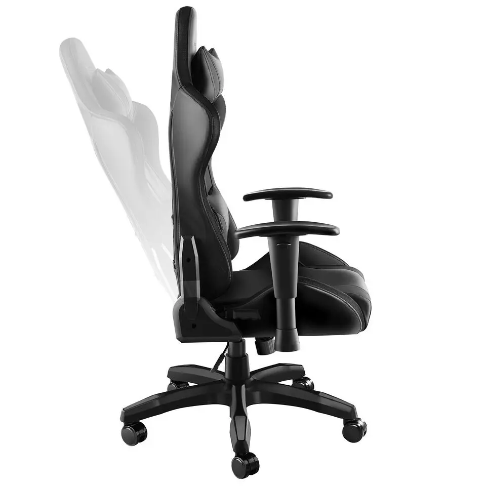 tectake Gaming stoel Tartaros, LED, massagefunctie, Zwart/zwart