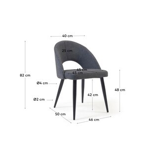 Kave Home Stuhl MAEL dunkelgrau/schwarz