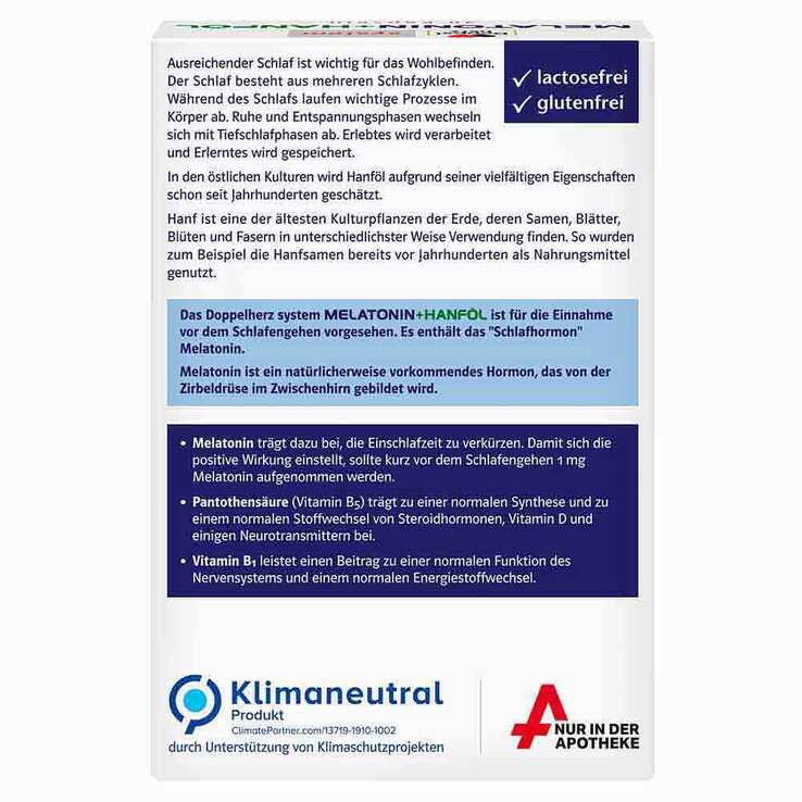Doppelherz Melatonin + Hanföl system Kapseln, 30 St