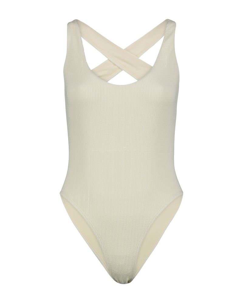 Maillot de bain 1 pièce Nike Crossback Beige Crème pour femme