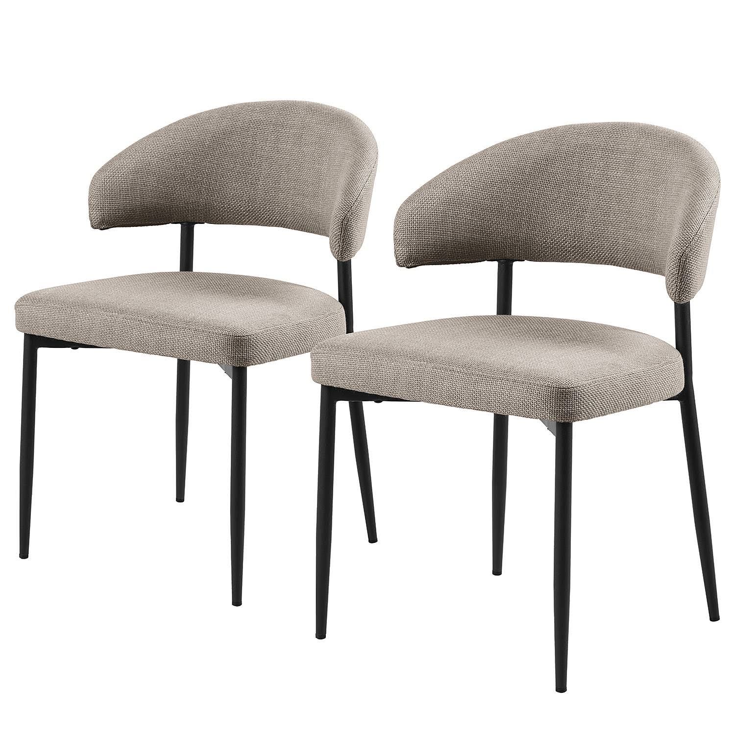 Mørteens Polsterstuhl Asbo 2er-Set 56 x 77 x 55cm Strukturstoff Badia: Grau Braun