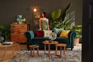 Sofa 3-Sitzer LONDON Stoffbezug dunkelgrün