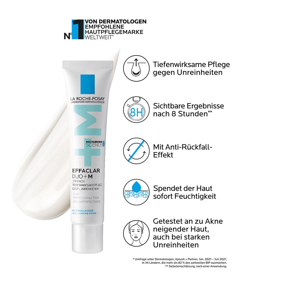 La Roche Posay Effaclar Duo+M: Dreifach tiefenwirksame Pflege gegen Pickel, Mitesser und Unreinheiten mit Anti-Rückfall-Effekt