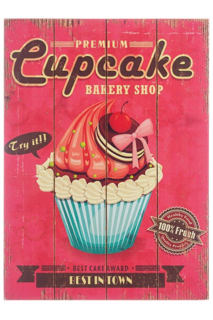 Holzschild CUPCAKE V - bunt - 30x40 cm